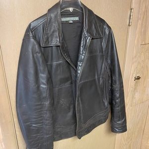Men’s Kenneth Cole Leather Jacket Brown XL Made in India